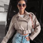 Kurtka ramoneska z ekoskóry CELESTIA OLAVOGA beżowa