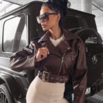 Kurtka ramoneska z ekoskóry CELESTIA OLAVOGA brązowa