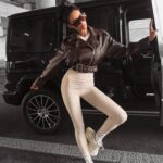 Kurtka ramoneska z ekoskóry CELESTIA OLAVOGA brązowa