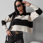 Sweter z kołnierzykiem GAJA OLAVOGA czarno-biały