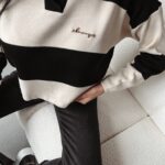 Sweter z kołnierzykiem GAJA OLAVOGA czarno-biały