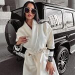 Płaszcz flauszowy wiązany oversize DELIA OLAVOGA ecru