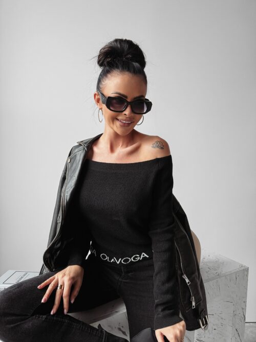 Bluzka sweterkowa prążkowana ART OLAVOGA czarna