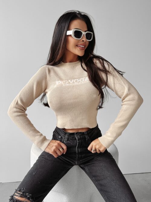 Sweter basic gładki KATE OLAVOGA beżowy