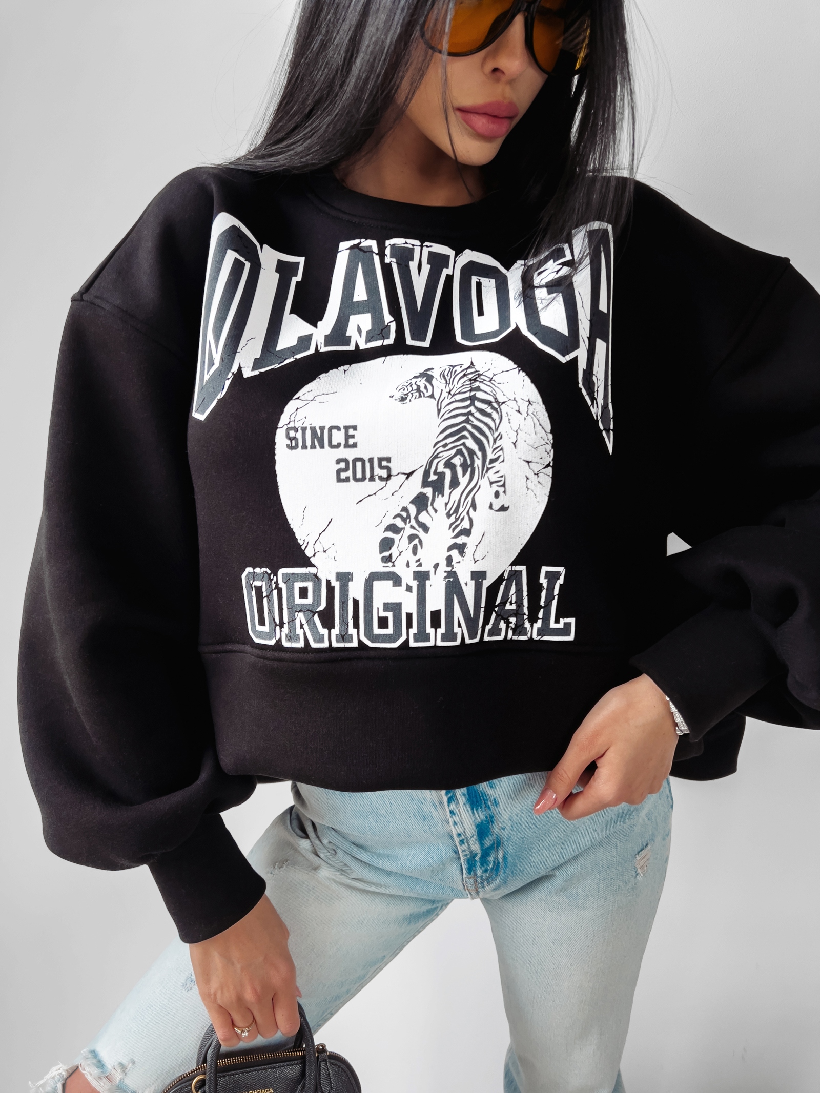 Bluza damska crewneck OKLAHOMA OLAVOGA czarna