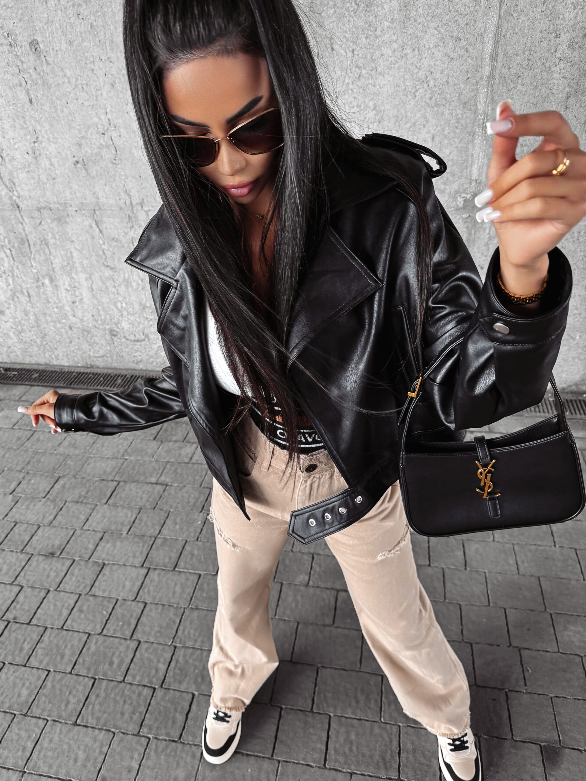 Kurtka ramoneska LEATHER OLAVOGA czarna