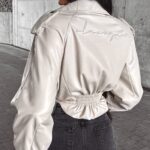 Kurtka ramoneska LEATHER OLAVOGA beżowa