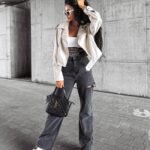 Kurtka ramoneska LEATHER OLAVOGA beżowa