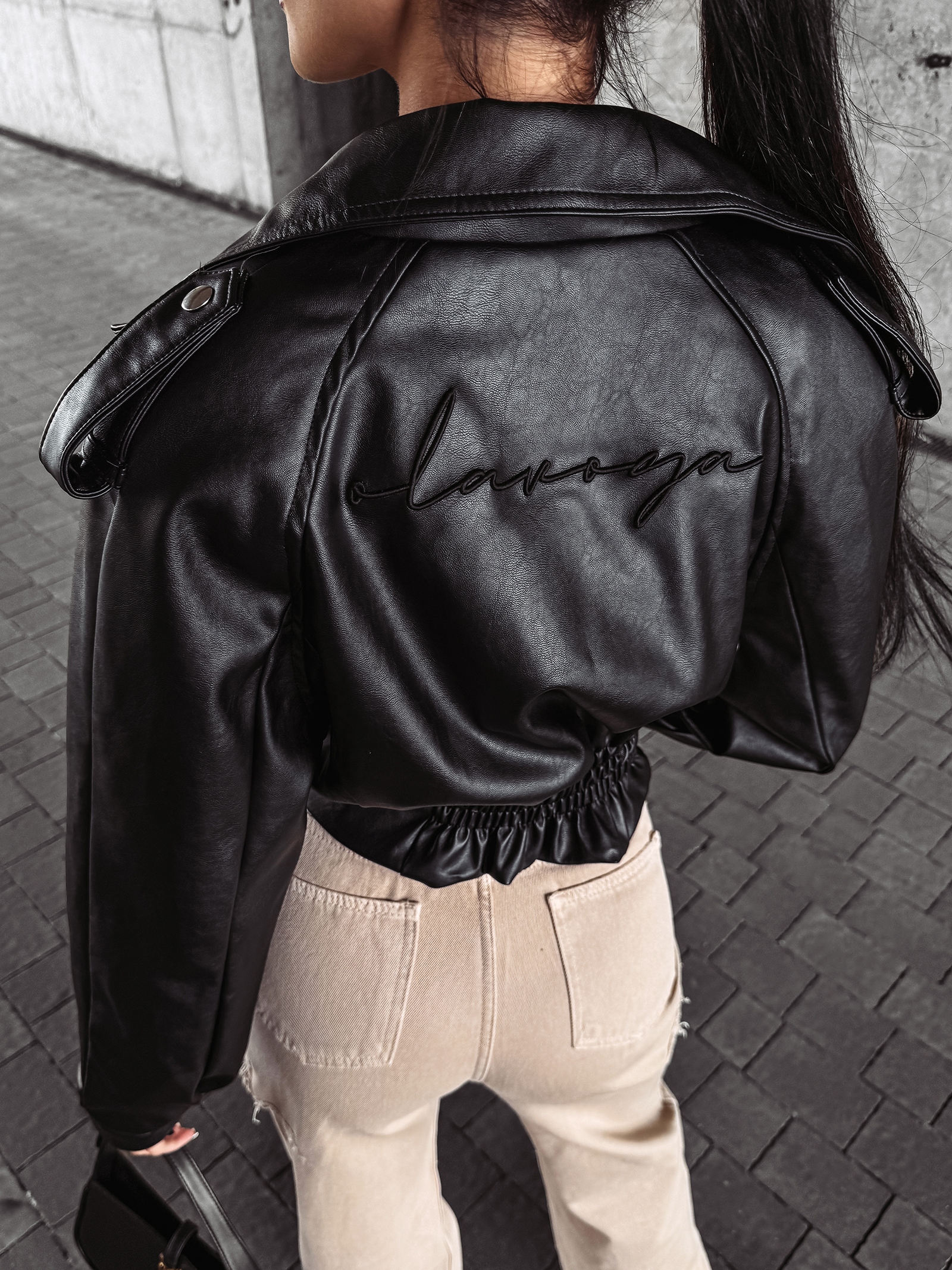 Kurtka ramoneska LEATHER OLAVOGA czarna