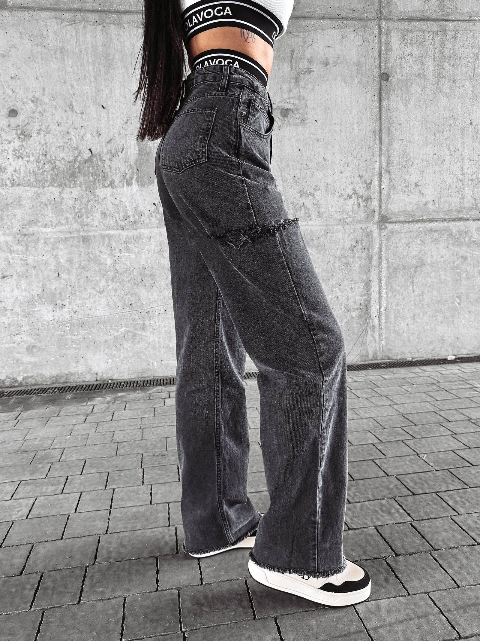 Spodnie jeansowe baggy fit DEIVEN OLAVOGA szare