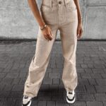 Spodnie jeansowe baggy fit DEIVEN OLAVOGA beżowe