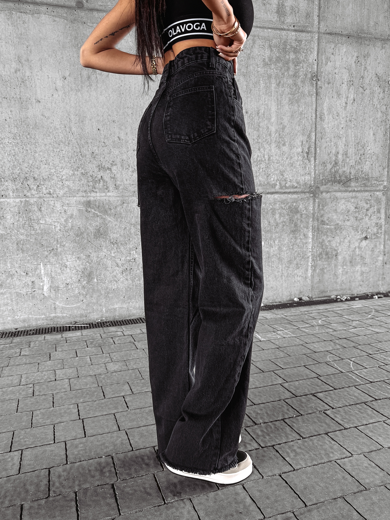 Spodnie jeansowe baggy fit DEIVEN OLAVOGA czarne