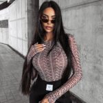 Bluzka przylegająca logowana LUMINA OLAVOGA beżowa