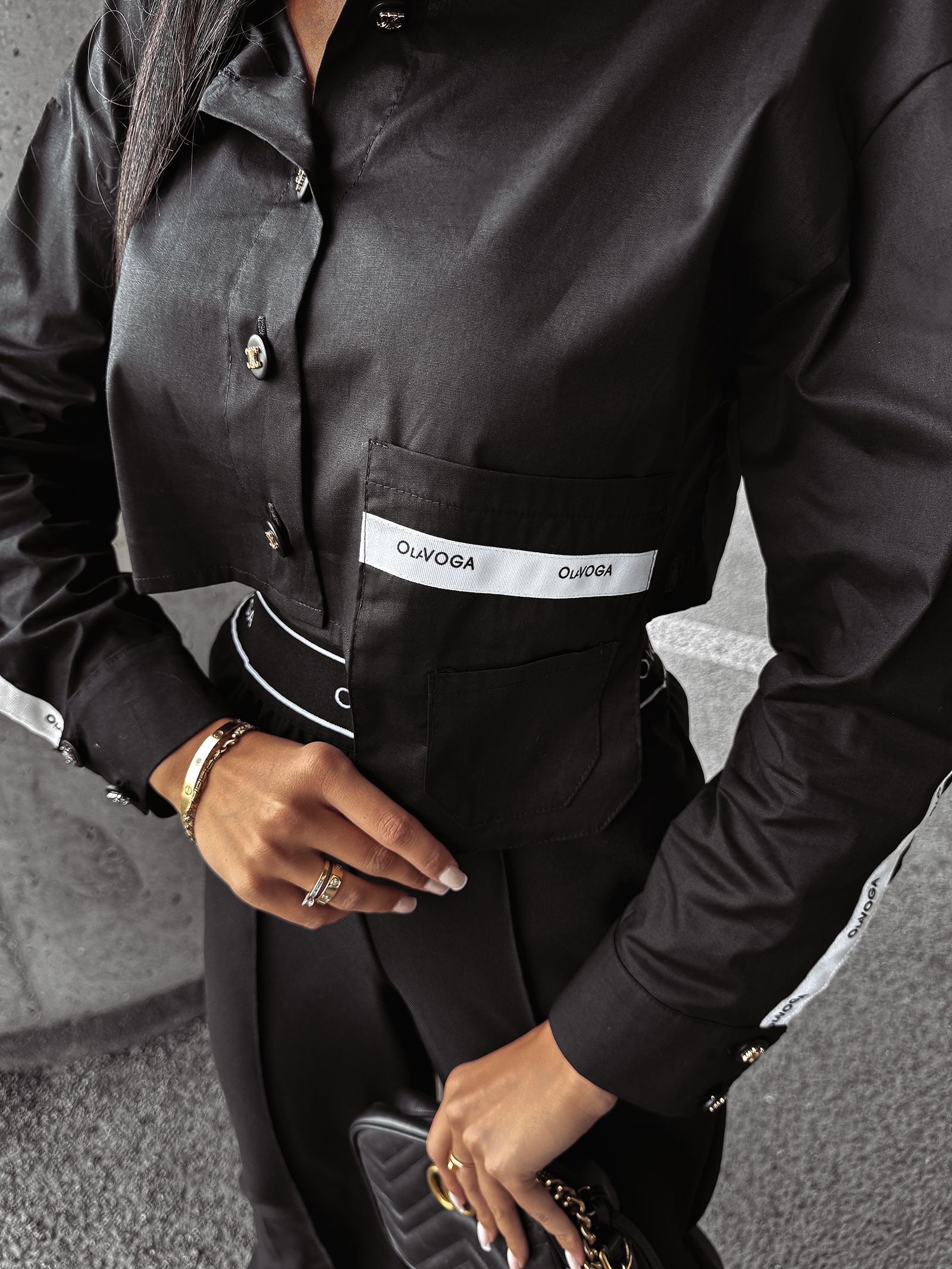 Koszula damska krótka CLARITY OLAVOGA czarna Koszula damska krótka CLARITY OLAVOGA czarna