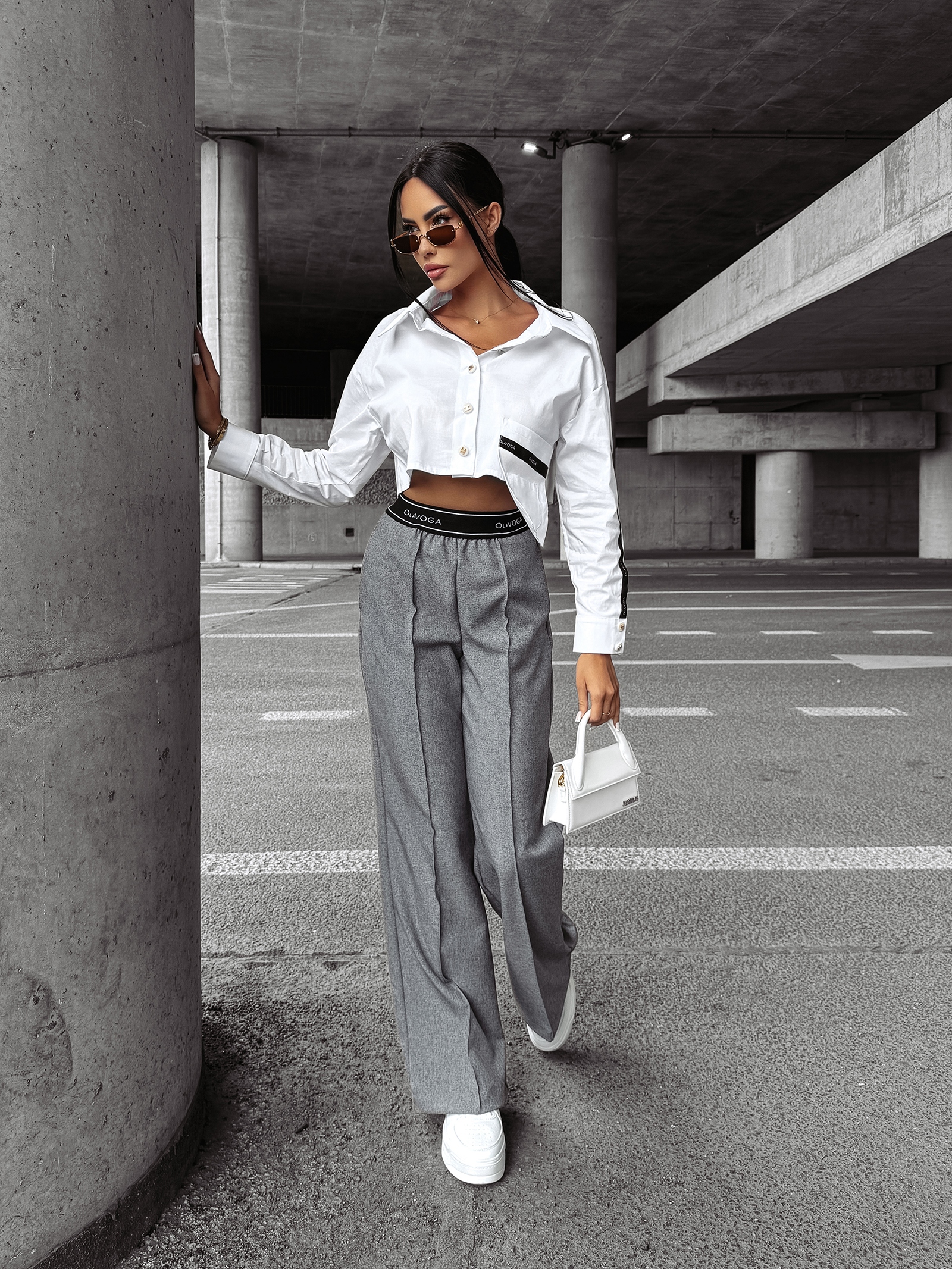 Koszula damska krótka CLARITY OLAVOGA ecru Koszula damska krótka CLARITY OLAVOGA ecru