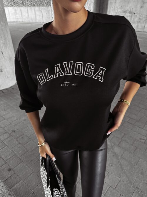 Bluza crewneck prosta FINESSE OLAVOGA czarna