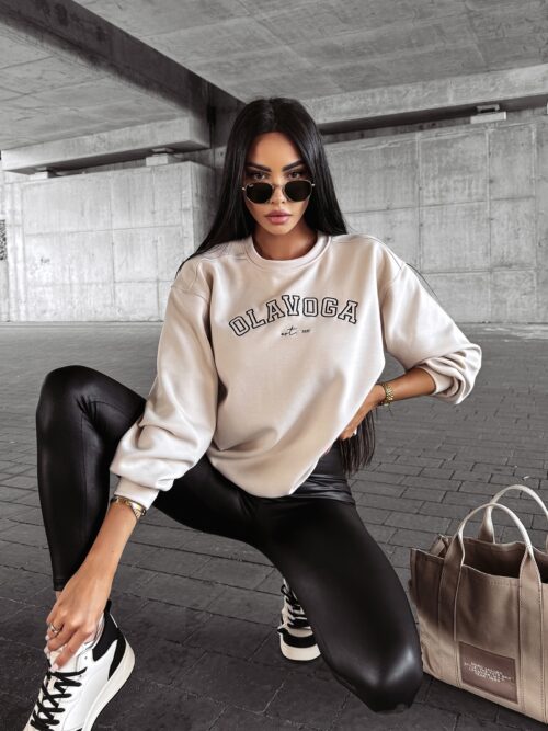 Bluza crewneck prosta FINESSE OLAVOGA beżowa