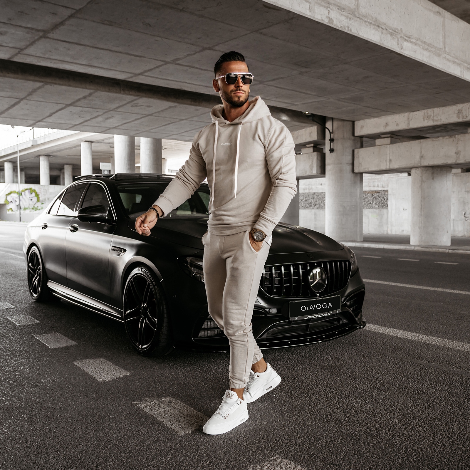 Komplet dres męski bawełniany casual ARES OLAVOGA beżowy