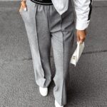 Spodnie eleganckie LESLIE OLAVOGA szare