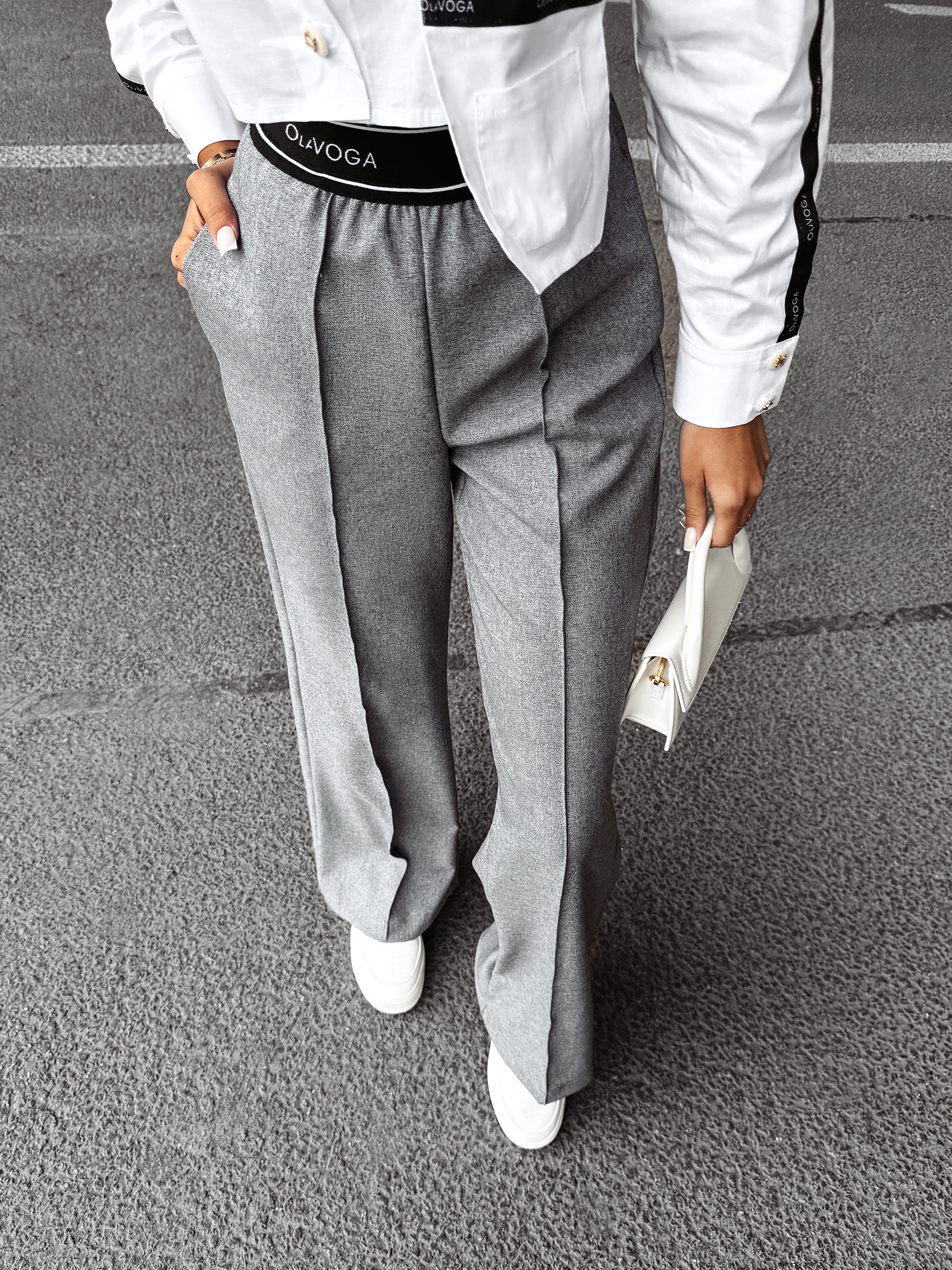 Spodnie eleganckie LESLIE OLAVOGA szare