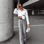 Spodnie eleganckie LESLIE OLAVOGA szare