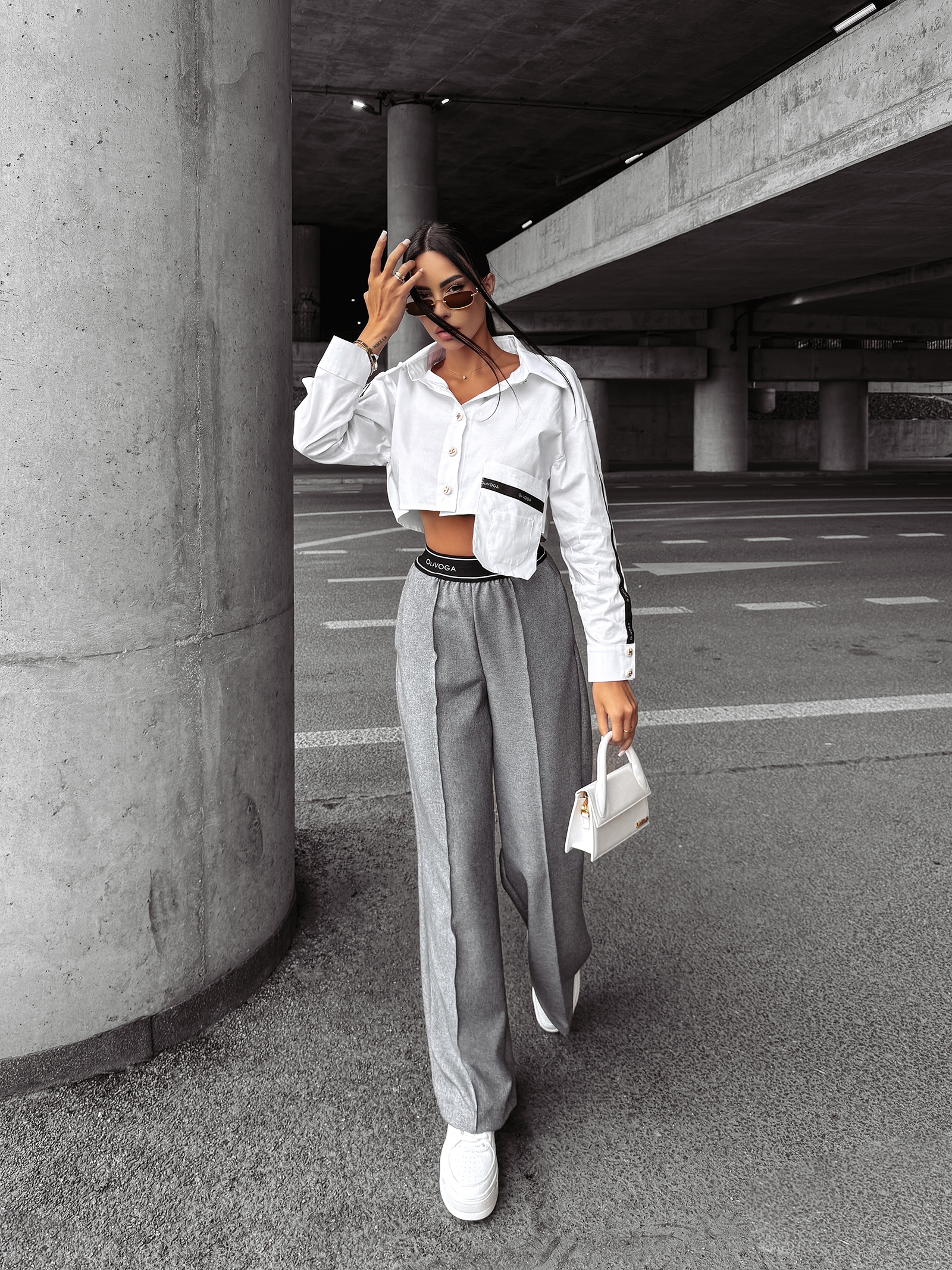 Spodnie eleganckie LESLIE OLAVOGA szare