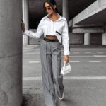 Spodnie eleganckie LESLIE OLAVOGA szare