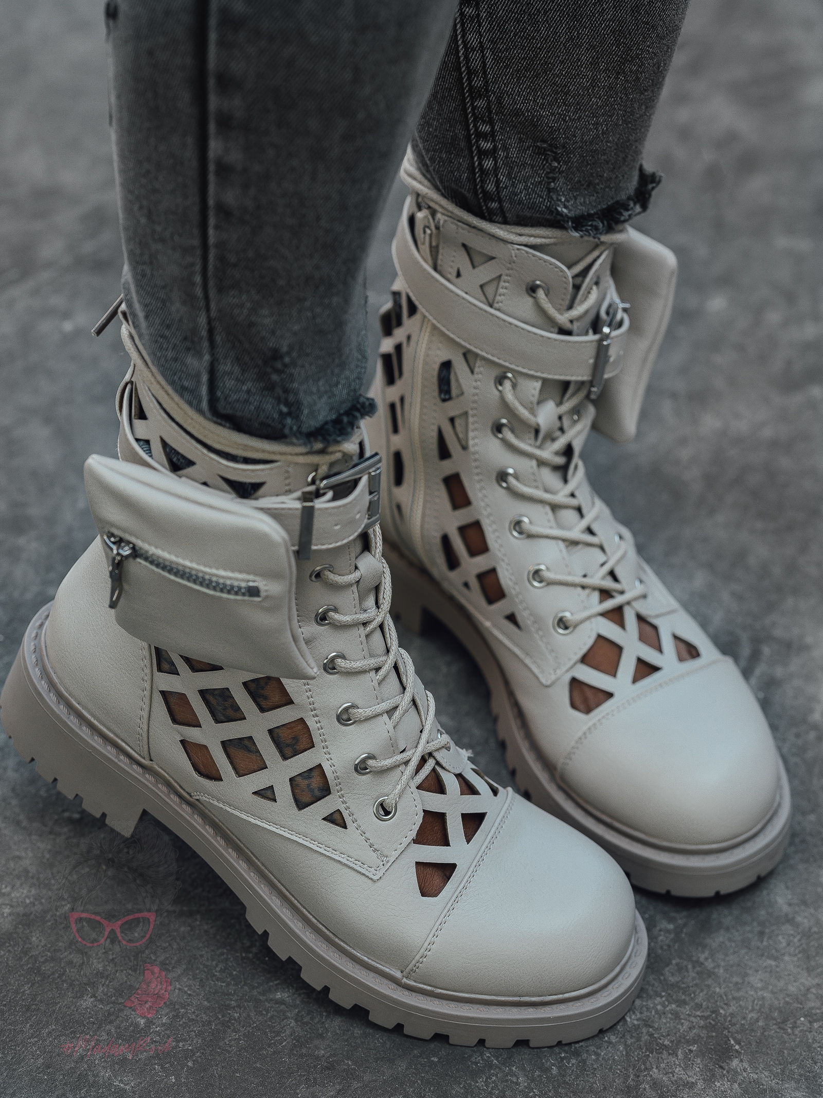 Workery ażurowe Rock LyFlo beżowe