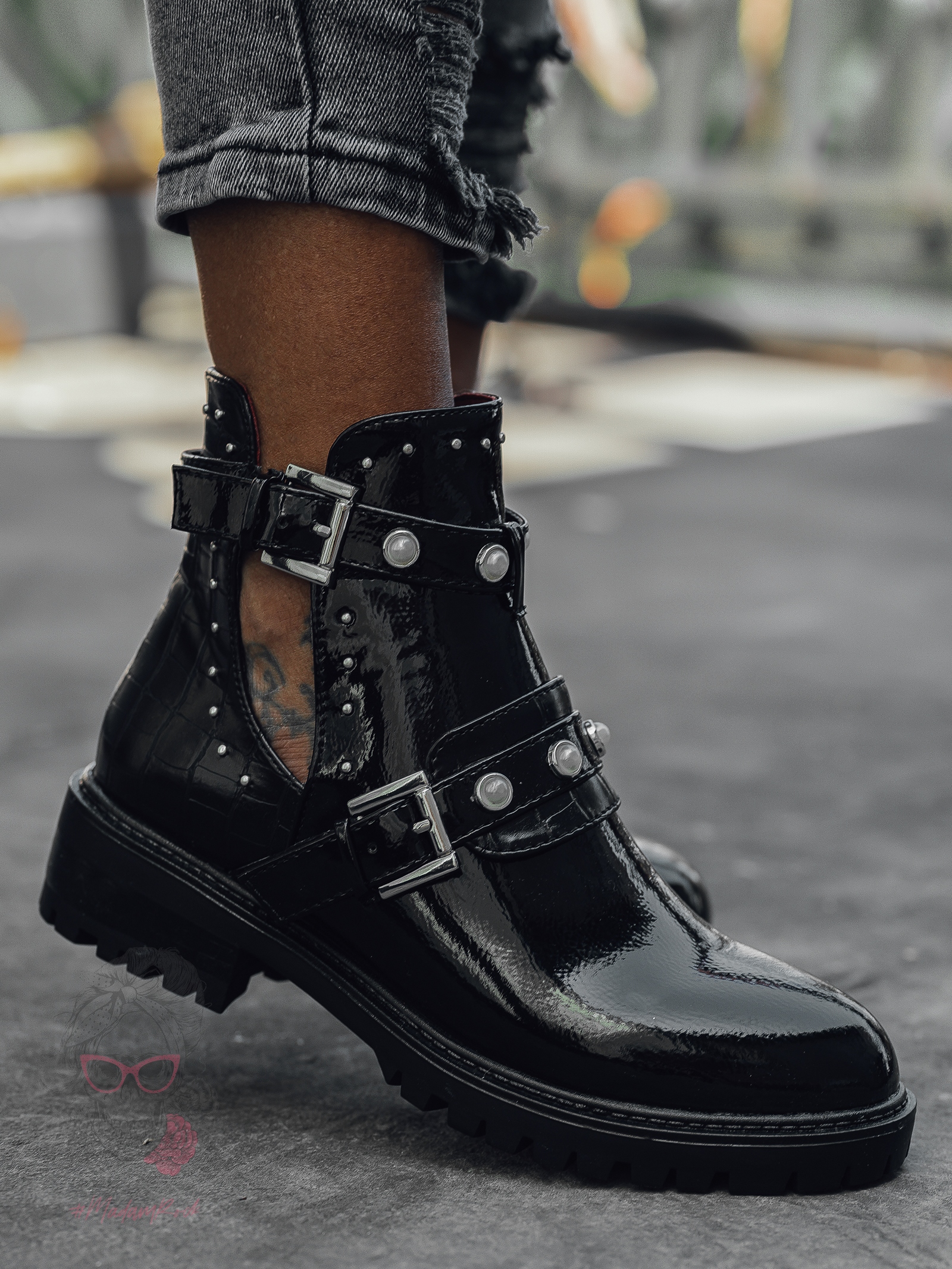 Workery Rock Fort Soft IV czarne lakierowane