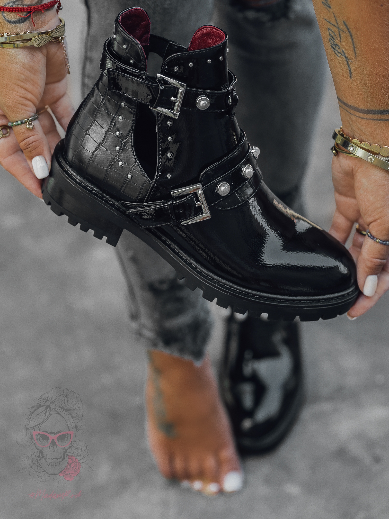 Workery Rock Fort Soft IV czarne lakierowane