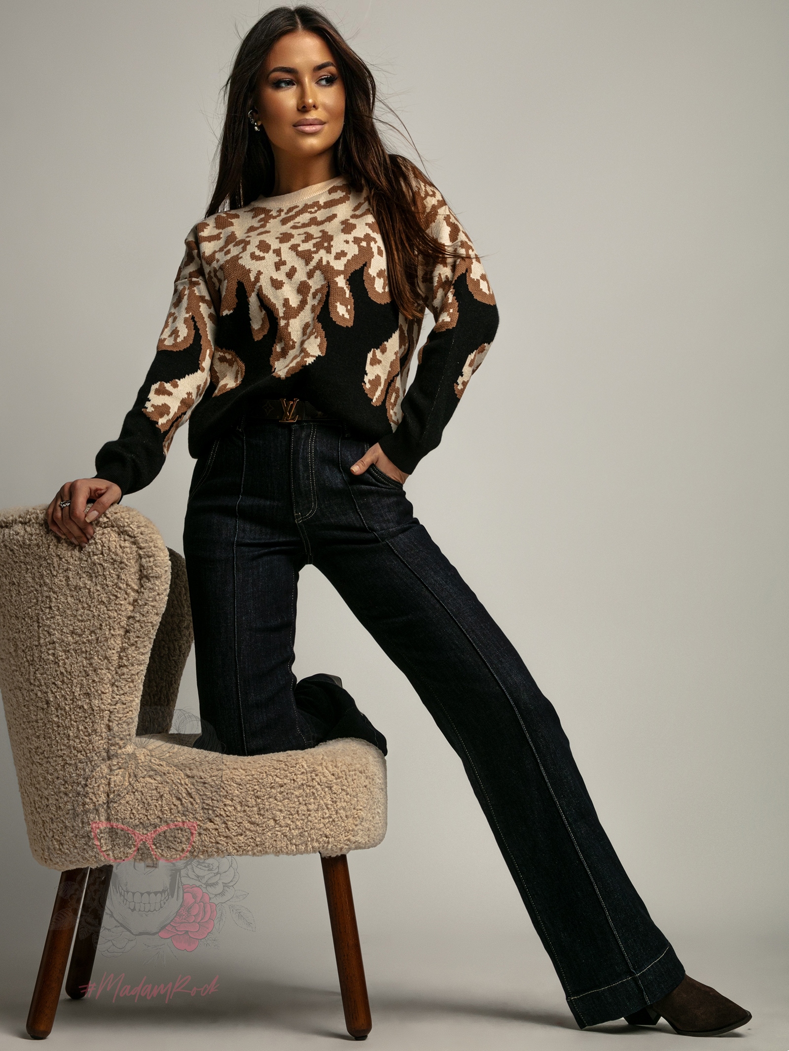 Spodnie jeansowe z kantem Poreo granatowe Spodnie jeansowe z kantem Poreo granatowe