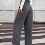 Spodnie eleganckie z paskiem Cante szare
