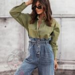 Kombinezon - jeansy + koszula Robi khaki