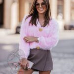 Sweter włochaty Yetti różowy