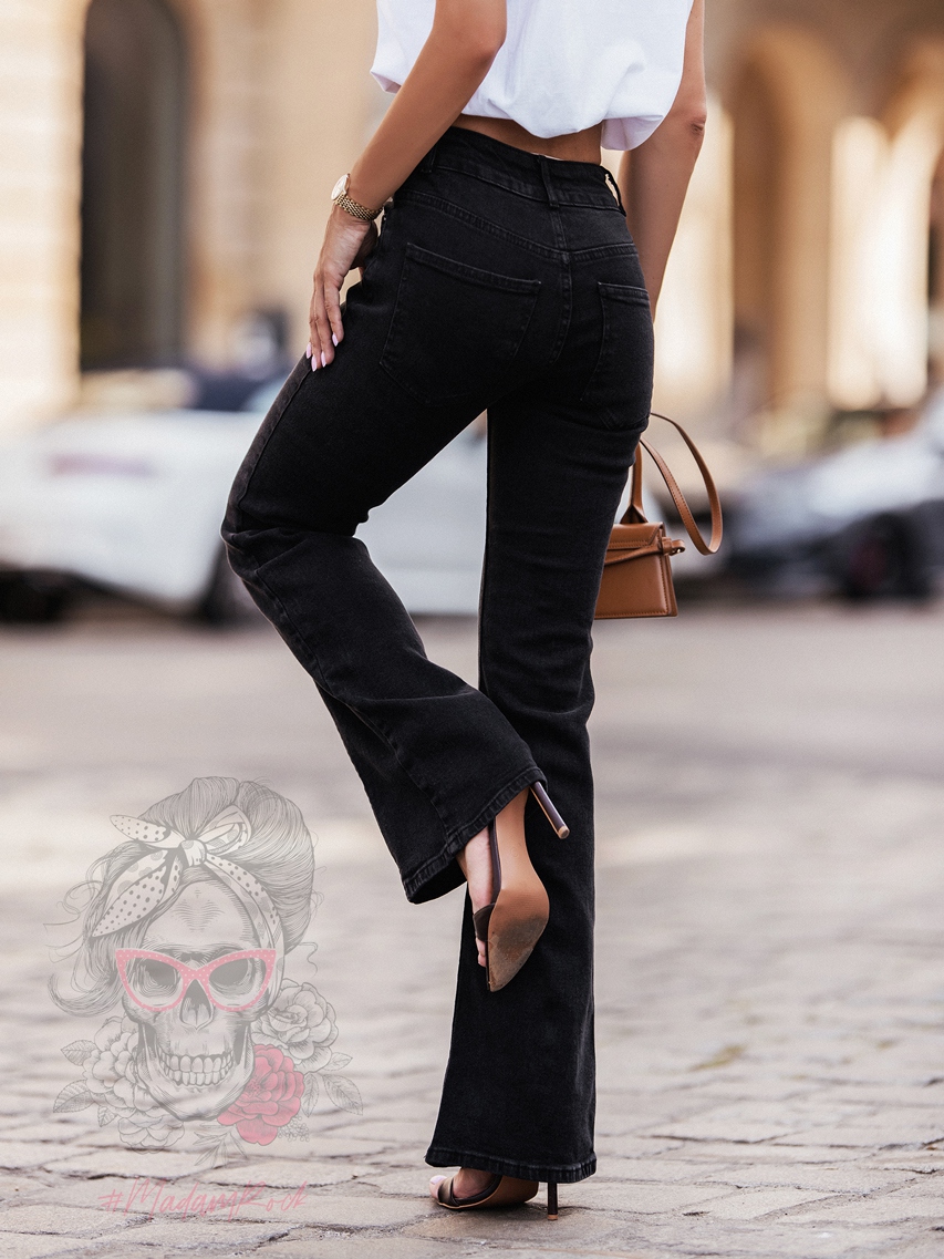 Spodnie jeansowe dzwony Poge czarne