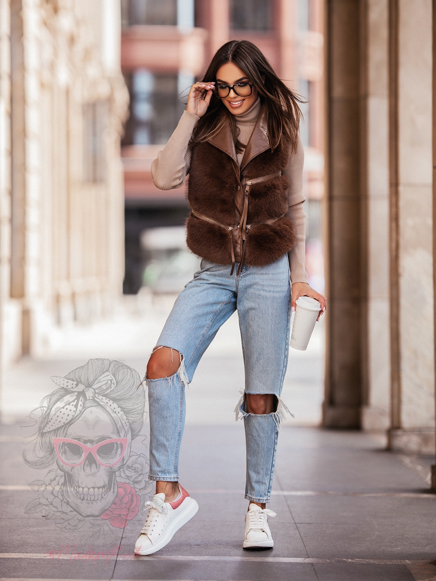 Kamizelka futrzana Luxury brązowa