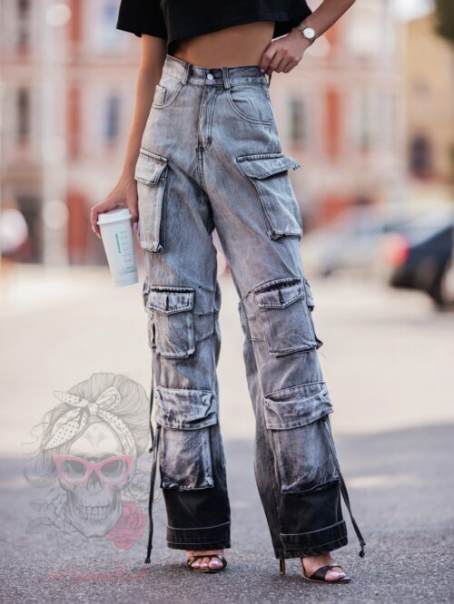 Spodnie jeansowe bojówki Juddy szare