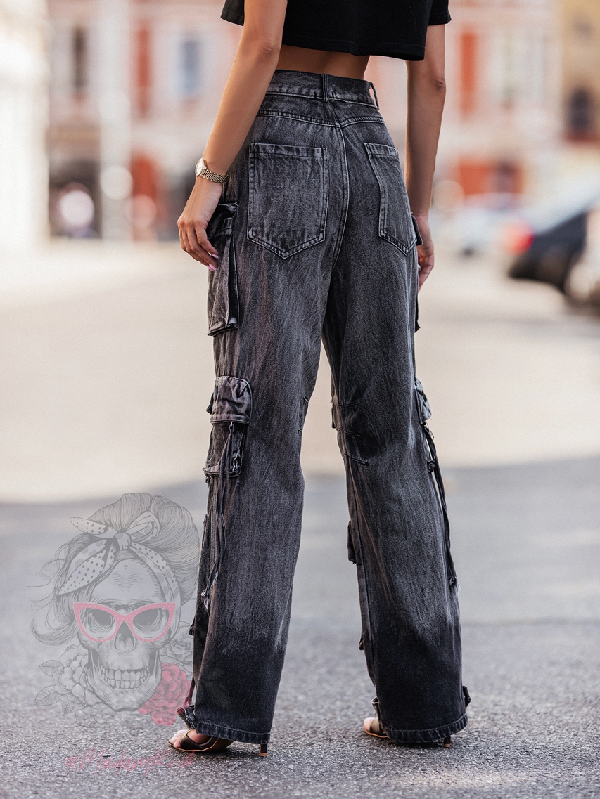 Spodnie jeansowe bojówki Juddy czarne Spodnie jeansowe bojówki Juddy czarne