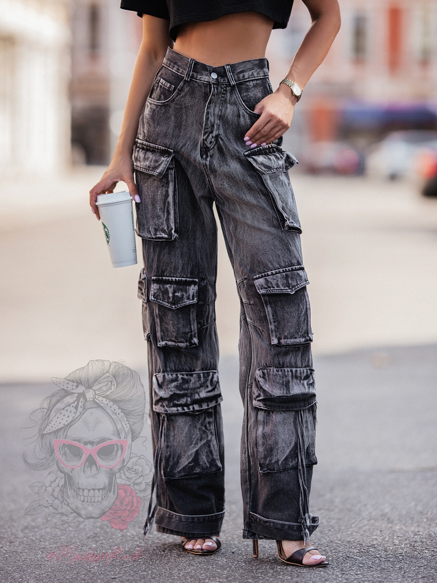 Spodnie jeansowe bojówki Juddy czarne Spodnie jeansowe bojówki Juddy czarne