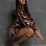 Sukienka marszczona NB Foria tygrys brąz