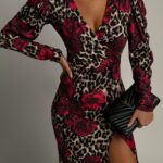 Sukienka elastyczna NB Perfa panterka róże