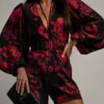 Kombinezon w róże NB Mezevi czarny-bordo