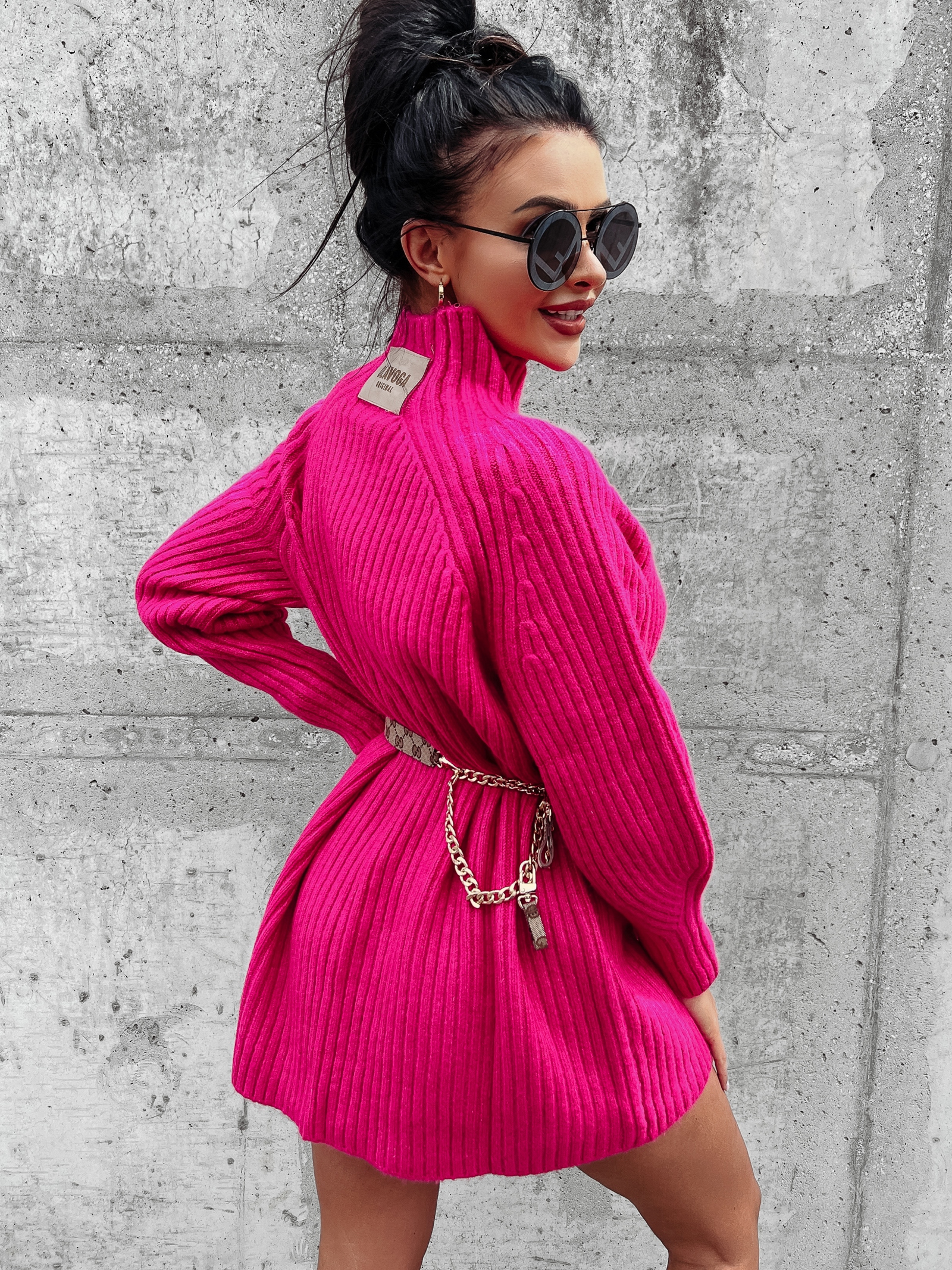 Sweter półgolf oversize LOPE OLAVOGA różowy