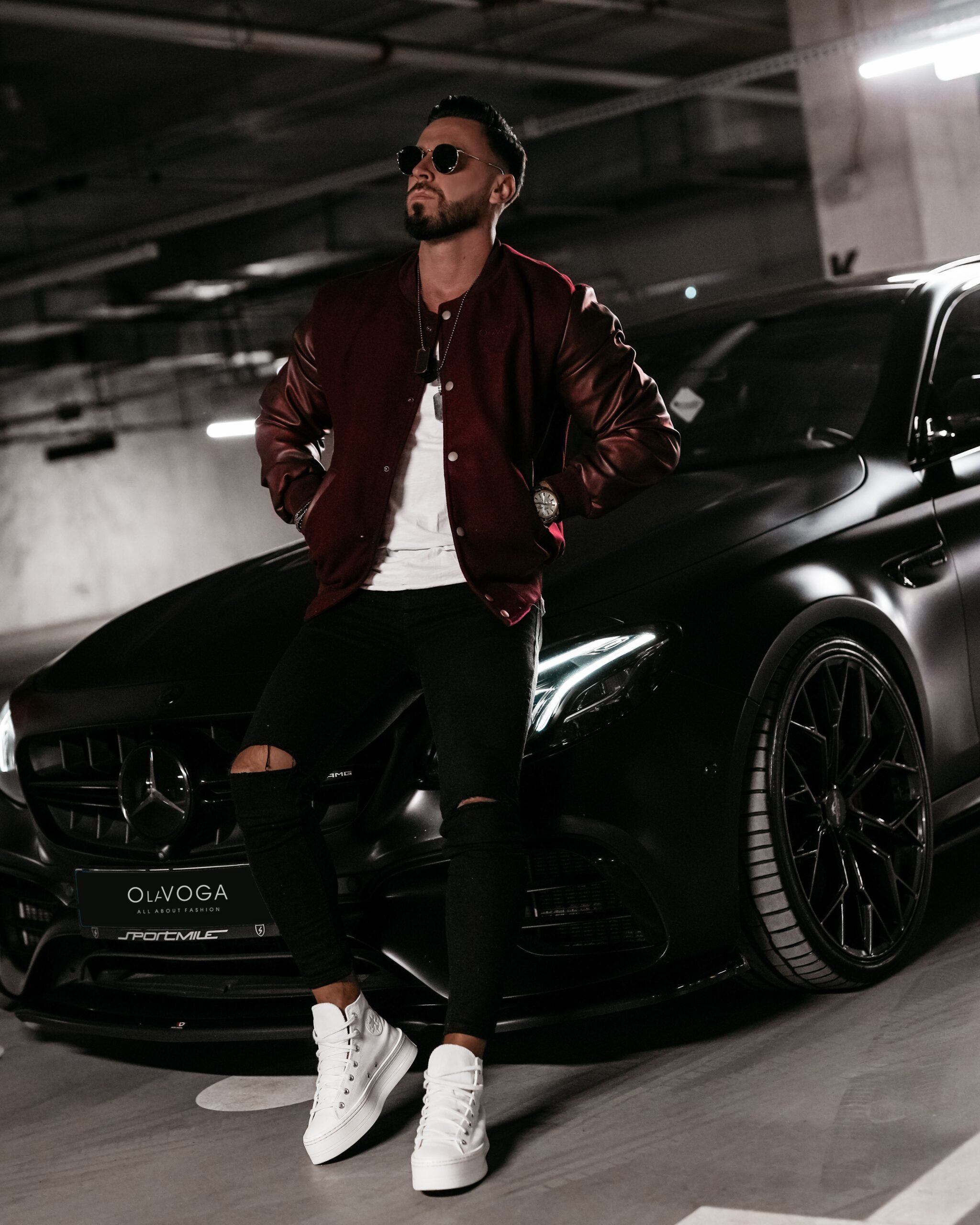 Kurtka męska bomberka BLANK OLAVOGA bordowa