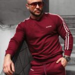 Komplet męski dresowy Stripes Men Ola Voga bordowy