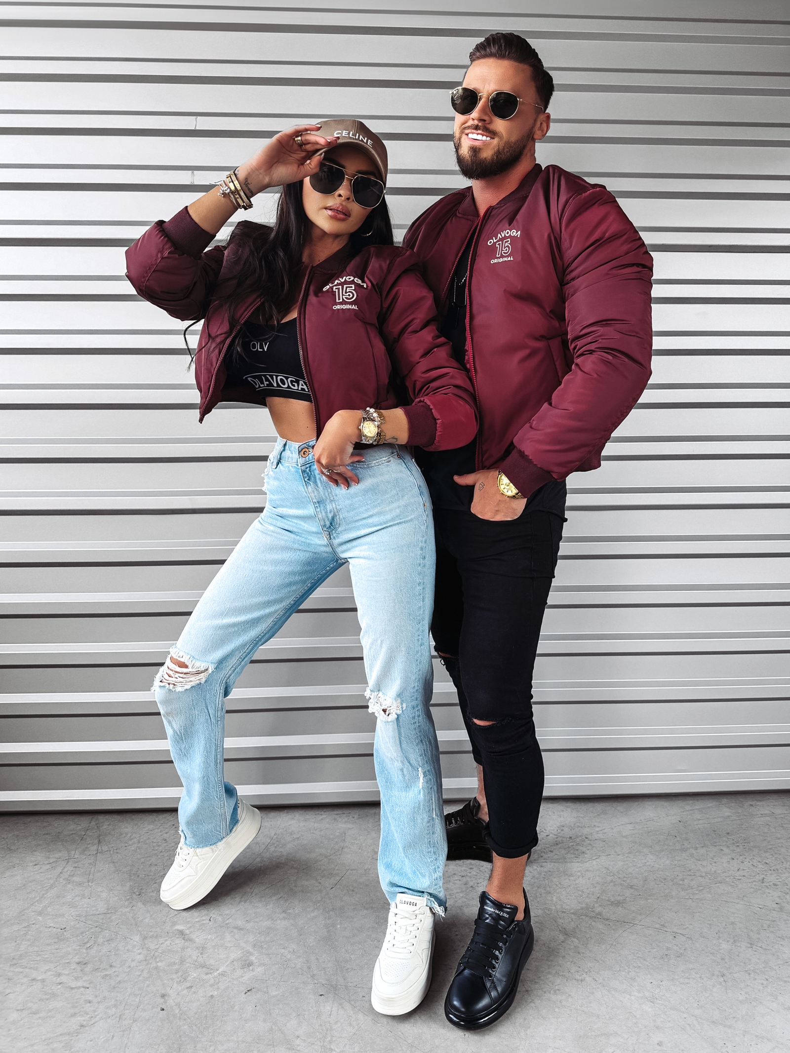 Kurtka damska logowana BOMBER OLAVOGA bordowa