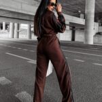 Dres damski z lampasem SHUMM OLAVOGA brązowy