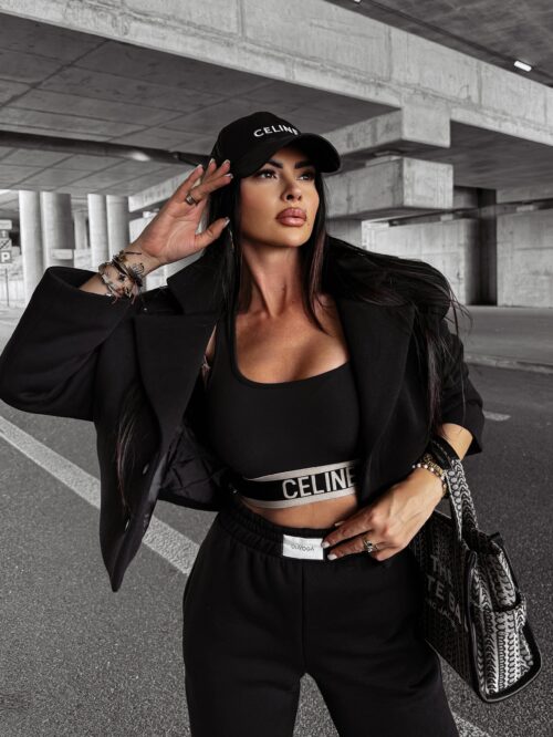 Marynarka bawełniana krótka MOCHA OLAVOGA czarna