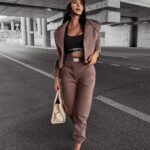 Marynarka bawełniana krótka MOCHA OLAVOGA kakao