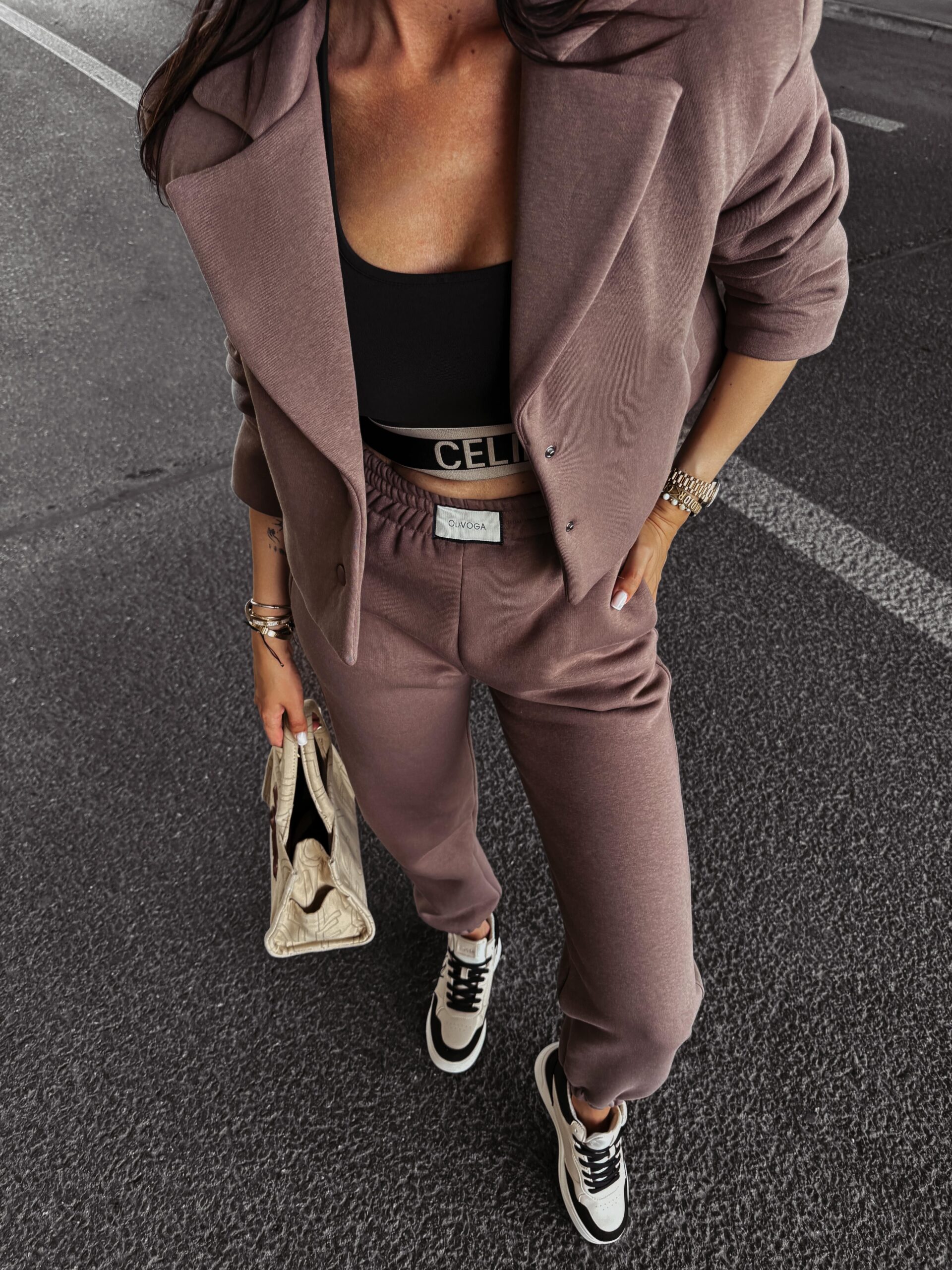 Marynarka bawełniana krótka MOCHA OLAVOGA kakao